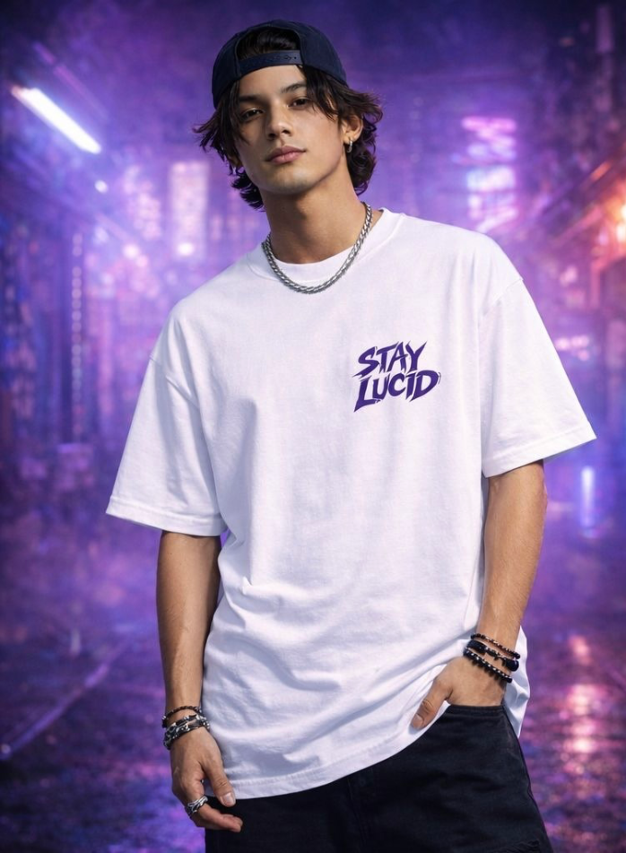 'Lucid Strike' Men's Oversized T-shirt (S, black)